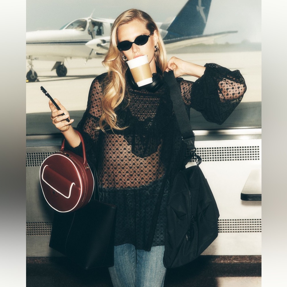 Meave long sleeve sheer mesh tunic top